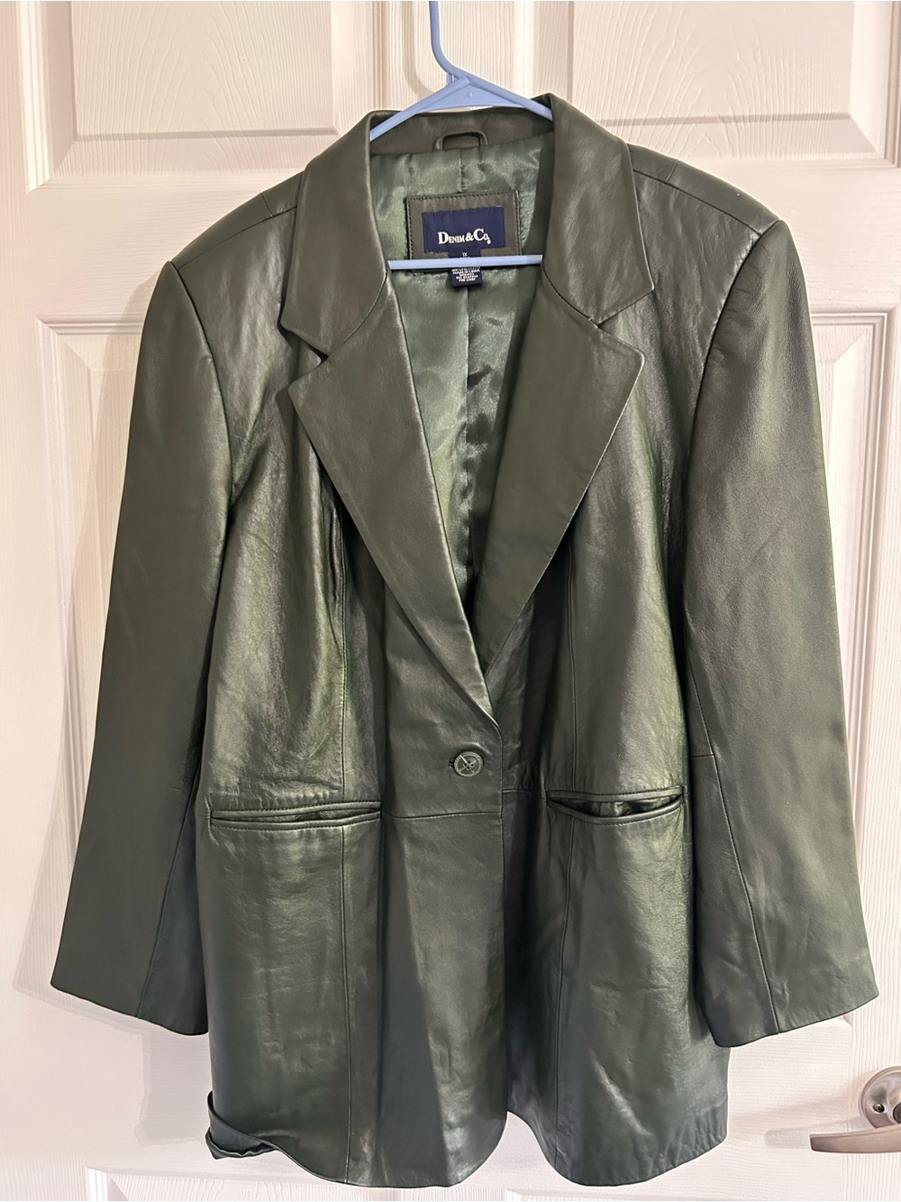 Denim&Co Olive Green Leather Blazer